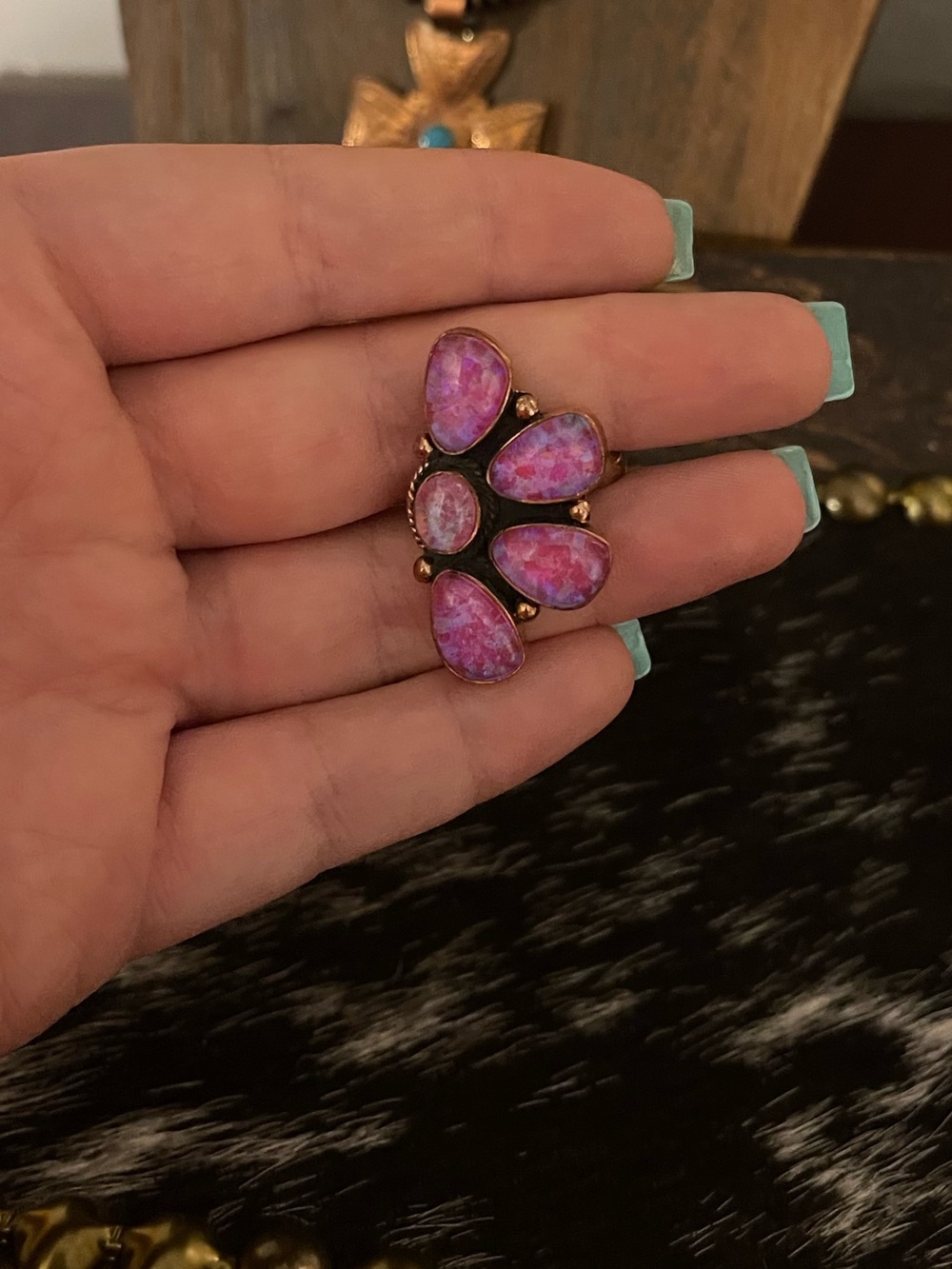 Aurora Opal Copper Cluster Ring